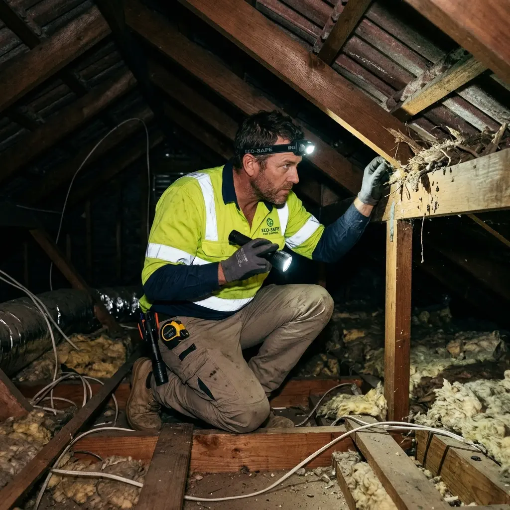 Technician using detection equipment to locate a dead rat inside a Oaklands Junction wall cavity